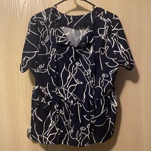 Blue and White Blouse